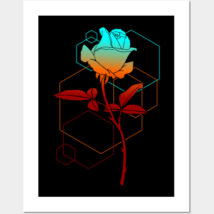 geometric rose Posters and Art